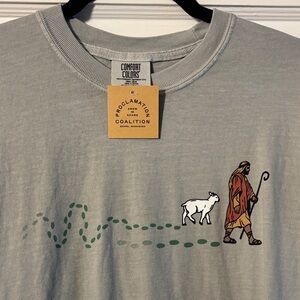 Comfort Colors Green Tee with Shepherd and Goat Design